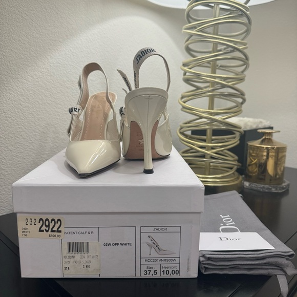 Christian Dior J'Adior Slingback Pump Patent Off White 37.5￼ - Picture 10 of 10